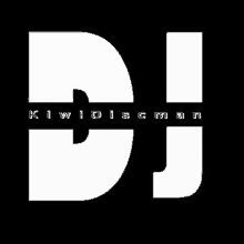 the dj logo is white on a black background and says kiwi discman .