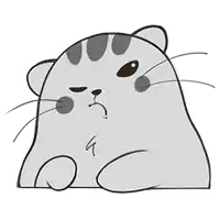 a cartoon drawing of a cat with a sad face