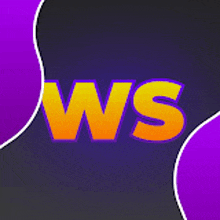 a purple and orange logo for ws with a black background