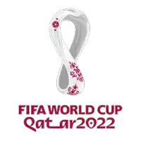 a logo for the fifa world cup qatar 2022 with a white ribbon