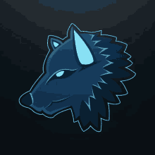 a cartoon drawing of a wolf 's head with lightning bolts on its ears