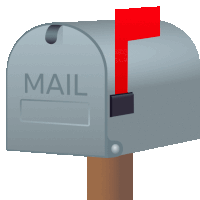 a gray mailbox with a red flag in it