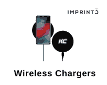 an advertisement for wireless chargers shows a phone charging on a charger