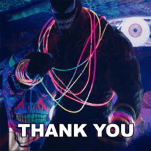 a glow in the dark venom giving a thumbs up with the words thank you