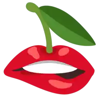 an illustration of a woman 's lips with a cherry on it