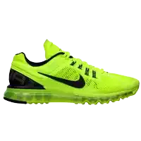 a pair of neon yellow nike air max shoes