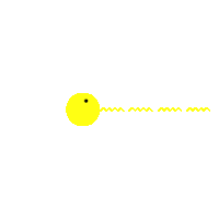 a yellow circle with a black hole in it is surrounded by yellow lines