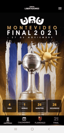 a poster for montevideo final 2021 with a trophy