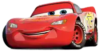 lightning mcqueen from the movie cars is smiling