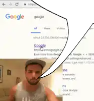 a man in a baseball cap is looking at a google page