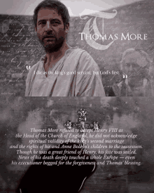 a poster of thomas more with a quote