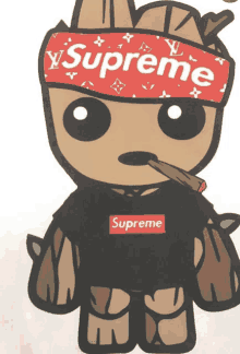 a supreme character with a louis vuitton headband on