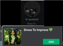 a screenshot of a darkshot dress to impress app