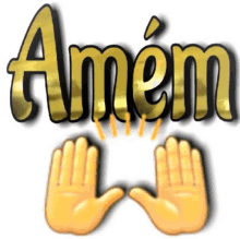 the word amen is on a white background with two hands in front of it