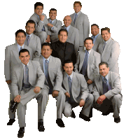 a group of men wearing suits and ties pose for a picture