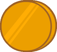 a cartoon illustration of a gold coin with a brown border