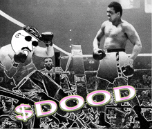 a picture of a boxing match with the word doo d on it