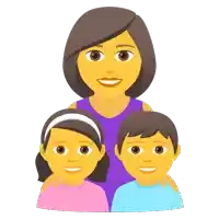 a cartoon illustration of a mother and two children