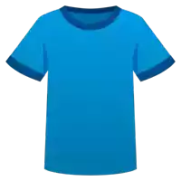 a blue t-shirt with a blue collar and short sleeves