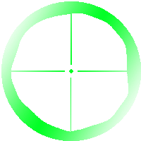 a green target with a white background and a green crosshair