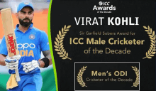 virat kohli is a winner of the icc male cricketer of the decade