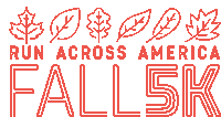 a logo for run across america fallsk with leaves on it