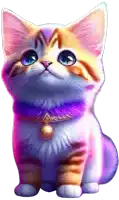 a cat with a purple collar and a bell