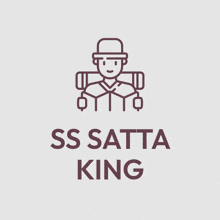 a logo for ss satta king has a man in a top hat