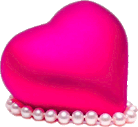 a pink heart is surrounded by white pearls