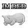 a pixel art of a cat laying down with the word imdb written above it .