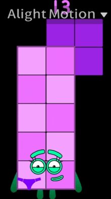 a cartoon character is standing next to a purple block that looks like a tetris game .