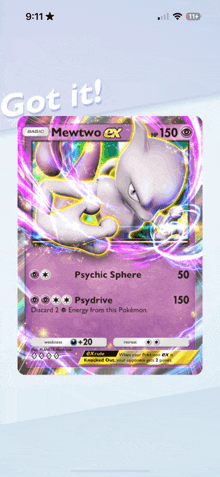 a screenshot of a pokemon card that says psychic sphere on it