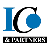 a logo for ic & partners has a blue circle in the middle