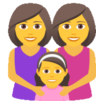 a cartoon illustration of two women and a child