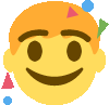 a smiley face with triangles on it 's head and a hat .