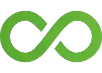 green infinity symbol on a white background