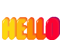 the word hello is written in yellow and orange letters