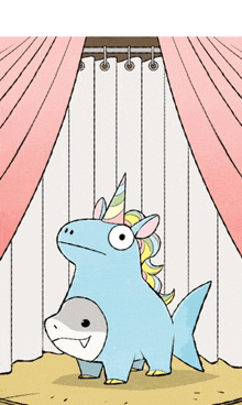 a cartoon of a shark with a unicorn horn