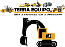 a logo for terra equipo shows a bulldozer and other construction equipment