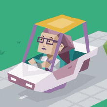 a cartoon drawing of a woman driving a car