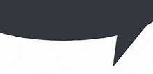 a black speech bubble on a white background with a pointed tip .