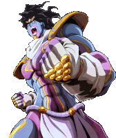 star platinum from jojo 's bizarre adventure has a fist full of gold balls