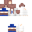 a minecraft skin of a girl in a white dress and a blue hat