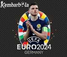 a poster for euro2024 germany with a man in a soccer uniform