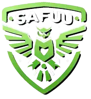 a green and white logo for safuu with an owl on it