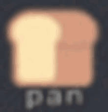 a blurred image of a slice of bread with the word pan in the corner .