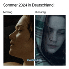 a picture of a woman with the words sommer 2024 in deutschland on the top