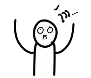 a black and white drawing of a stick figure with a surprised look on his face and arms .