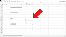 a spreadsheet with a red arrow pointing to a yellow cell