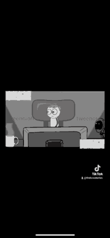 a cartoon of a man sitting in front of a computer screen .